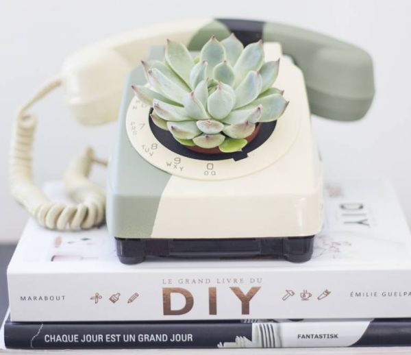 DIY : transformez un téléphone vintage en pot de fleur original
