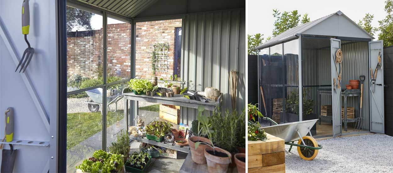 Cet abri de jardin personnalisable est aussi une serre idéale pour votre potager