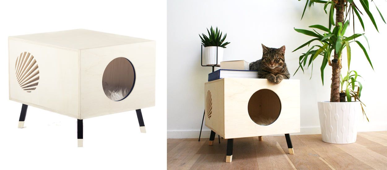 Ce panier pour chat design en bois est à la fois beau et pratique