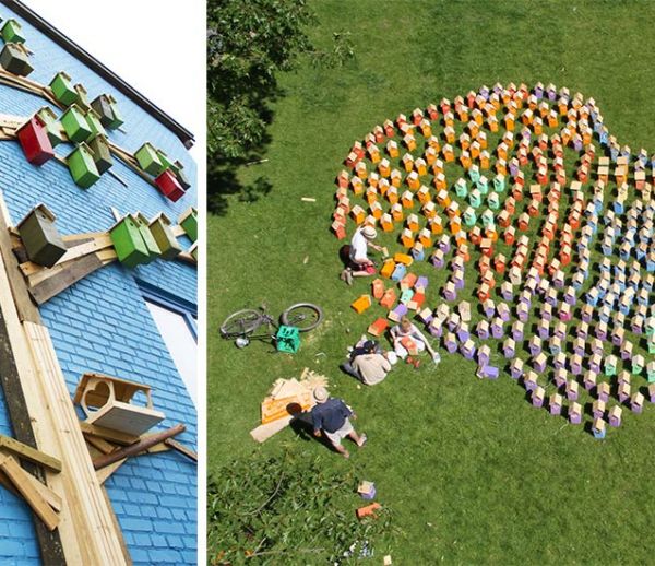 Un artiste a construit plus de 3 500 nichoirs colorés et écolo pour les grandes villes
