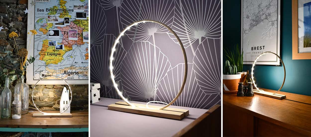 Tuto : Fabriquez une lampe décorative LED tendance avec un cercle de broderie