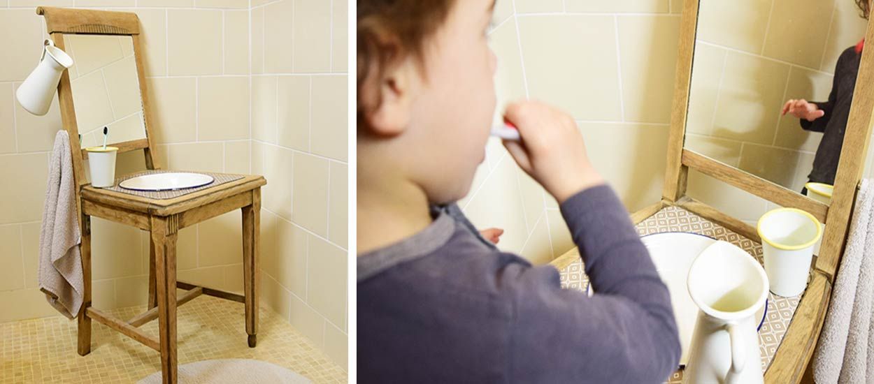 Tuto Montessori : pour moins de 20 euros, fabriquez une mini salle de bains récup' à votre enfant