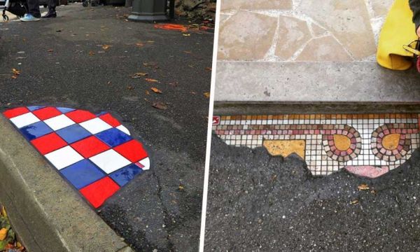 Cet artiste répare les trottoirs avec des mosaïques et embellit la ville