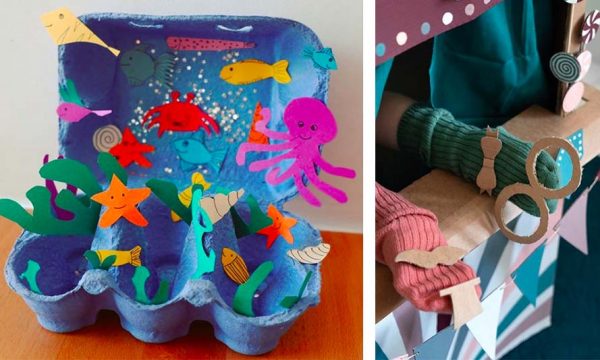 10 DIY pour les enfants avec ce que vous avez sous la main (carton, fleurs, cailloux...)