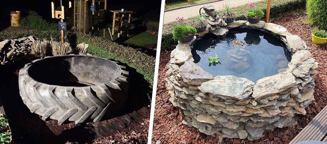 Fabriquez un bassin pour poissons avec un pneu de tracteur (sans creuser votre jardin)