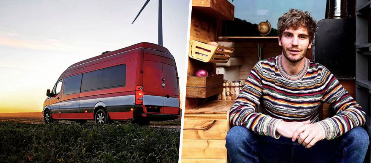 À 33 ans, Raphaël vit dans son van aménagé toute l'année et sillonne les routes de Belgique