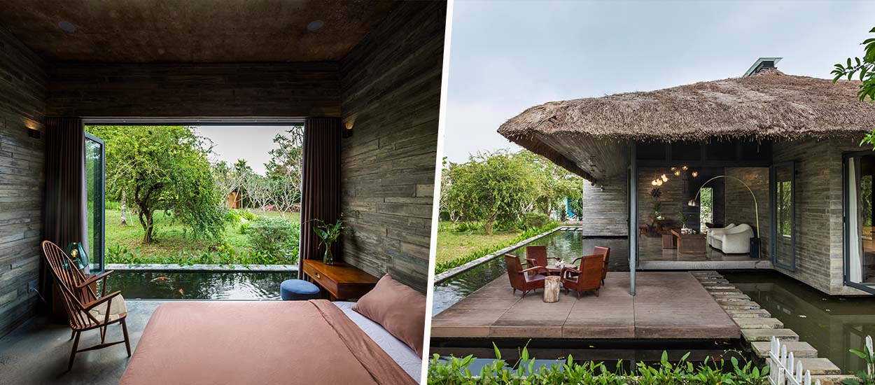 Cette maison vietnamienne au toit de chaume s'intègre parfaitement à la nature