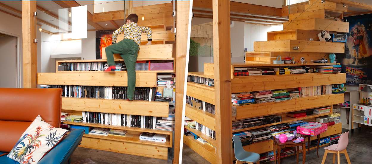 Cet escalier-bibliothèque spectaculaire fait le bonheur de toute la famille
